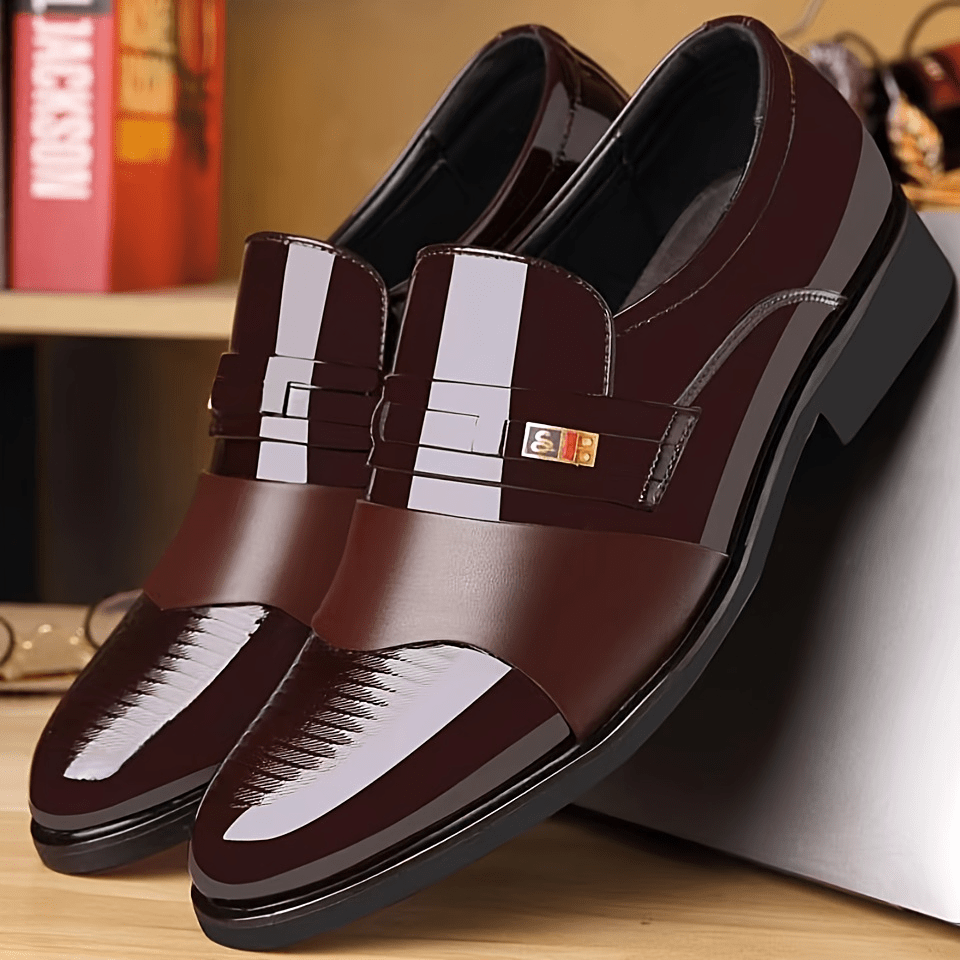 Stylish Men's Dress Shoes - Fashionable PU Upper Slip-On Shoes for Business, Office, Parties, and Weddings - Comfortable, Breathable, and Durable