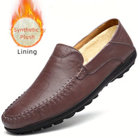 [CLOHOO, Leather Business Shoes] CLOHOO Men's Slip-On Business Casual Shoes | Breathable Second-Layer Leather Upper, Comfortable PU Lining & Rubber Sole, All-Season Versatile for Office, Travel & Vacation - Black, Refined App