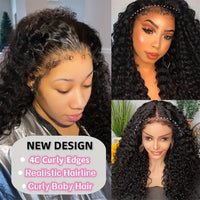 EMOL 180% Density Kinky Curly 13x4 Lace Front Wig - Pre-Plucked 4C Natural Look, Transparent Lace, Glueless for All Women