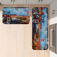 1/2pcs, Motorcycles And Route 66 Kitchen Rugs Non Slip Washable Thicken Kitchen Mat Kitchen Carpet Rugs For Kitchen Floor Kitchen Mats For Floor Kitchen Rugs Non Slip Kitchen Runner