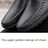 [CLOHOO, Leather Business Shoes] CLOHOO Men's Slip-On Business Casual Shoes | Breathable Second-Layer Leather Upper, Comfortable PU Lining & Rubber Sole, All-Season Versatile for Office, Travel & Vacation - Black, Refined App
