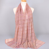 Women Solid Color Scarf Thin Breathable Shawl Lightweight Sparkling Metallic Wrap