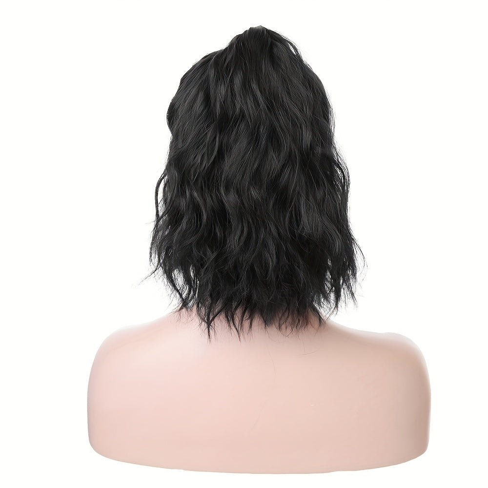 Chic Houndstooth Ponytail Baseball Cap Wig for Women - Body Wave, High-Quality Synthetic Fiber, Adjustable Rose Net Hat, Duckbill Cap, Hairpiece