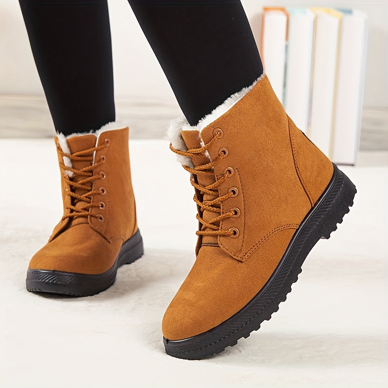 [Winter Snow Boots] Slip-Resistant & Plush Lined Women's Winter Snow Boots | PU Sole, Lace-Up Closure, Cushioned Insole - Cold Weather Boots for Everyday & Formal Outfits - Extended Sizes up to US Women's 44 (EU 43) - Black B
