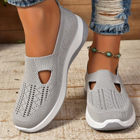 Women's Cut-out Sneakers, Casual Breathable Slip On Walking Shoes, Lightweight Outdoor Flat Shoes