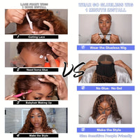 Glueless Wigs Human Hair Pre Cut Lace 4/27 Highlight Ombre Straight Lace Front Wig Human Hair 180% Density 5X5 HD Honey Blonde Lace Front Wig Human Hair For Women Pre Plucked With Baby Hair