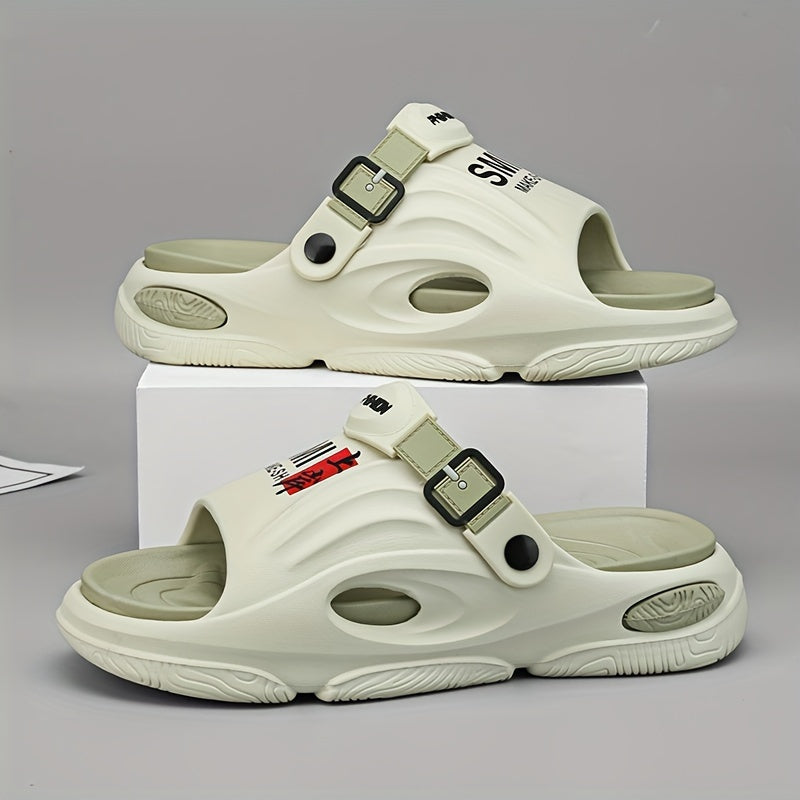 Men's Trendy Street Style Chunky Slippers, Comfy Non Slip Casual Durable Soft Sole EVA Slides, Men's Footwear