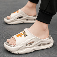 Men's Trendy Street Style Open Toe Breathable Chunky Slippers, Comfy Non Slip Durable Soft Sole EVA Slides, Men's Footwear