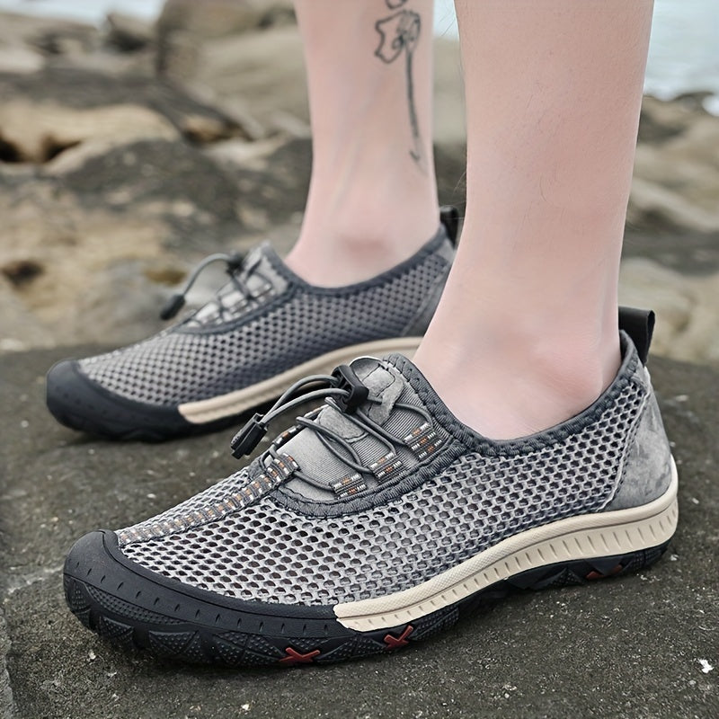 [Breathable Men's Sandals] Comfy Breathable Men's Sandals - Solid Color Slip On Adjustable Buckle Shoes - Non Slip Rubber Sole Durable Beach Water Shoes for Summer