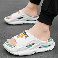 Men's Trendy Street Style Open Toe Breathable Chunky Slippers, Comfy Non Slip Durable Soft Sole EVA Slides, Men's Footwear