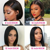 Glowing Short Bob Human Hair Wig - Super Dense 180% Volume with Seamless 13x4 Lace Front, Flawless Natural Hairline & Cute Baby Hair - Realistic and Irresistible