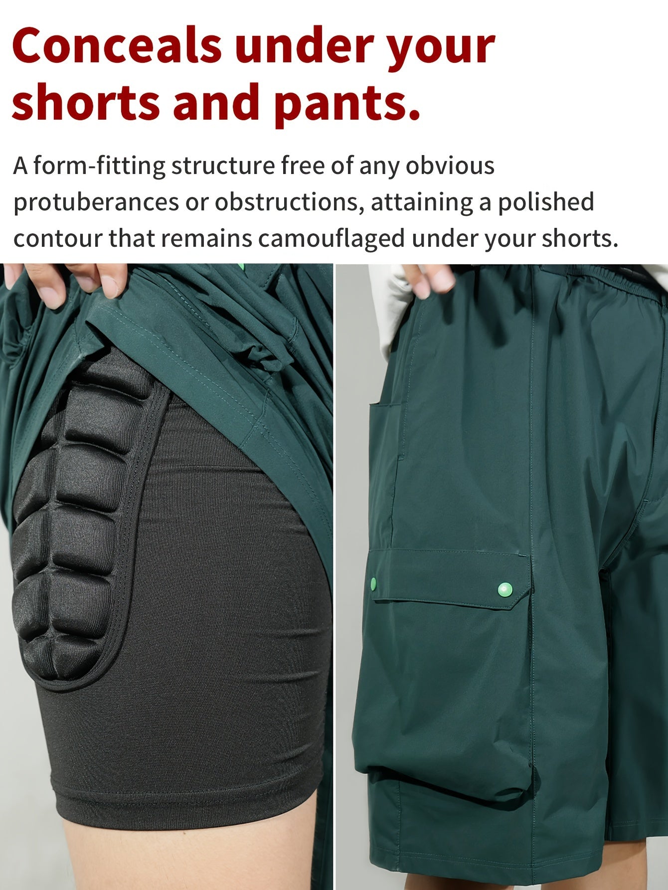 Four Seasons High Stretch Polyester Knit Fabric 3D Padded Shorts for Ice Hockey, Snowboarding, Gymnastics, Roller Skating - Moisture Wicking, Flexible, Regular Fit