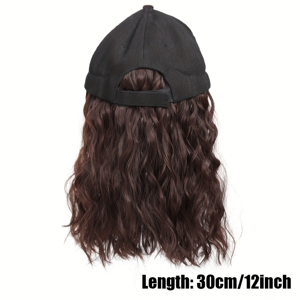 12 Inch Short Wave Baseball Cap Wig With Curly Hair Extension Synthetic Wave Wig Hat For Women Adjustable Baseball Hat Wig
