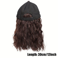 12 Inch Short Wave Baseball Cap Wig With Curly Hair Extension Synthetic Wave Wig Hat For Women Adjustable Baseball Hat Wig