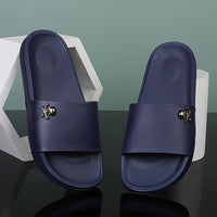 Men's Solid Colour Simple Style Open Toe Breathable Slippers, Comfy Non Slip Casual Soft Sole Slides, Men's Footwear