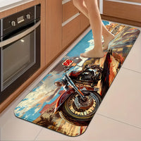 1/2pcs, Motorcycles And Route 66 Kitchen Rugs Non Slip Washable Thicken Kitchen Mat Kitchen Carpet Rugs For Kitchen Floor Kitchen Mats For Floor Kitchen Rugs Non Slip Kitchen Runner