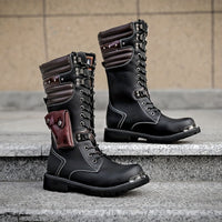 Men's Western Cowboy Boots, Comfy Non Slip Knee High Top Rubber Sole Shoes, Microfiber Upper Comfy Non Slip Durable Shoes, Men's Footwear