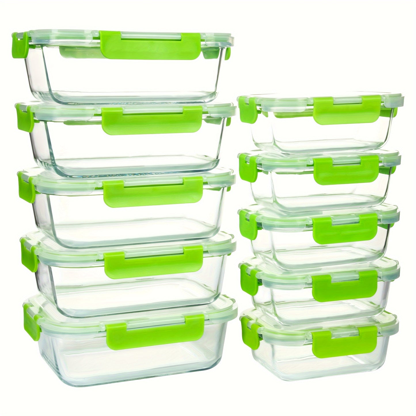 10-PACK Glass Meal Prep Containers Set, Food Storage Containers With Airtight Lids, Glass Lunch Boxes For Home Kitchen Office Lunch