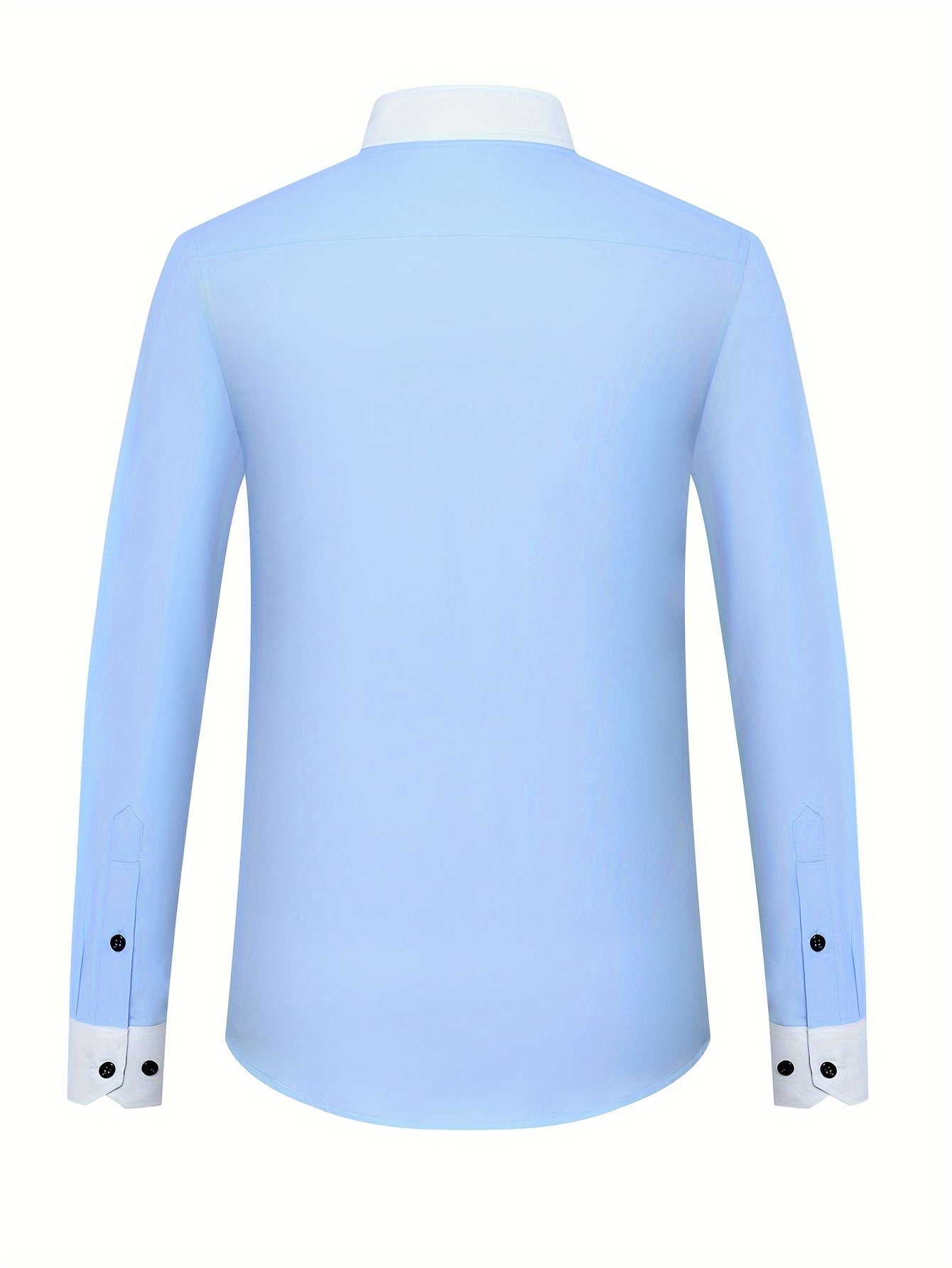 Chic Spring/Fall Men's Casual Shirt - Contrast Collar, Color Block, Long Sleeve, Easy Care, Perfect for Weekend