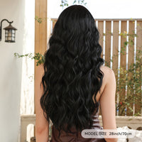 28 Inch Long Curly Wavy Hair Cut Wig Mid Cut Bangs Synthetic Fiber Hair For Women Perfect For Any Occasion