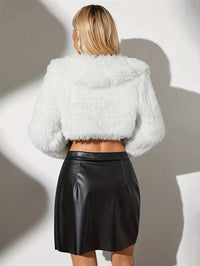 Chic Winter Warmth: Lapel CropTeddy Coat in Solid Color - Comfortable, Easy-Care, Perfect for Everyday Wear