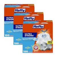 Hefty Ultra Strong Tall Kitchen Trash Bags, Clean Burst Scent, 13 Gallon, 100 CT (Pack - 3)