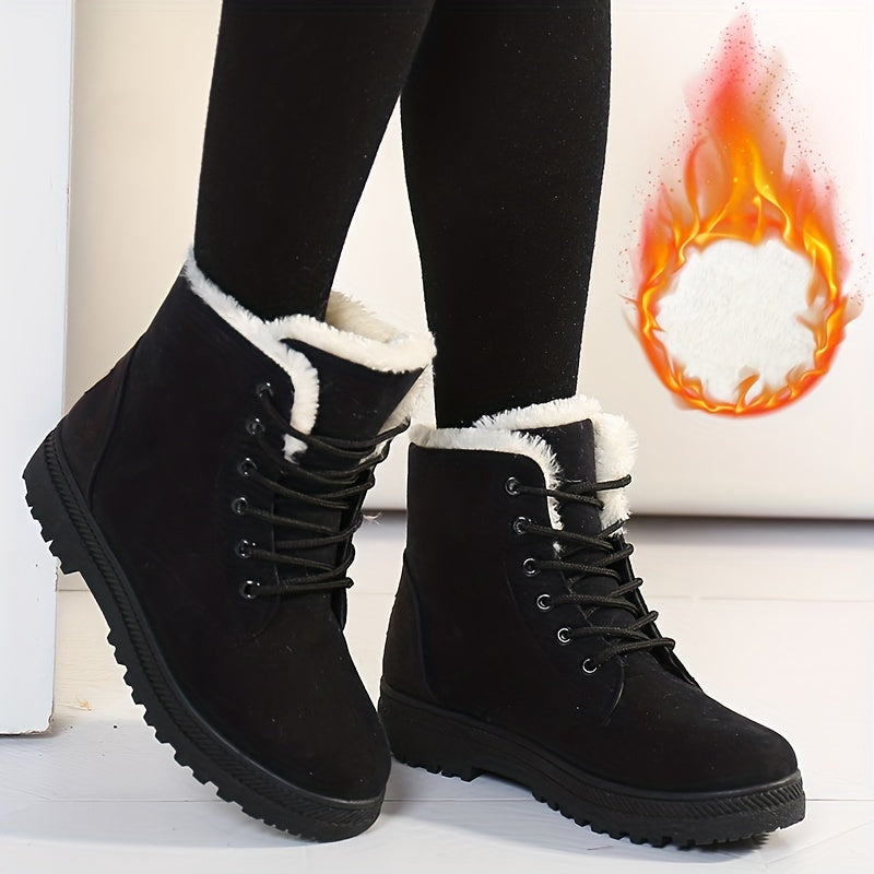 [Winter Snow Boots] Slip-Resistant & Plush Lined Women's Winter Snow Boots | PU Sole, Lace-Up Closure, Cushioned Insole - Cold Weather Boots for Everyday & Formal Outfits - Extended Sizes up to US Women's 44 (EU 43) - Black B