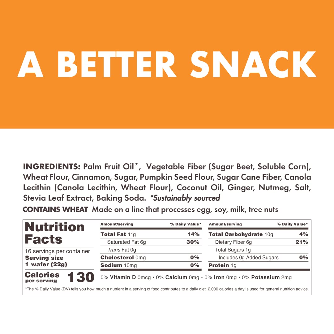 Rip Van Keto Wafer Cookies - Healthy Vegan Snack - Non GMO, Low Carb, Low Sugar (2g), Low Calorie - 16 Count (Pumpkin Spice)