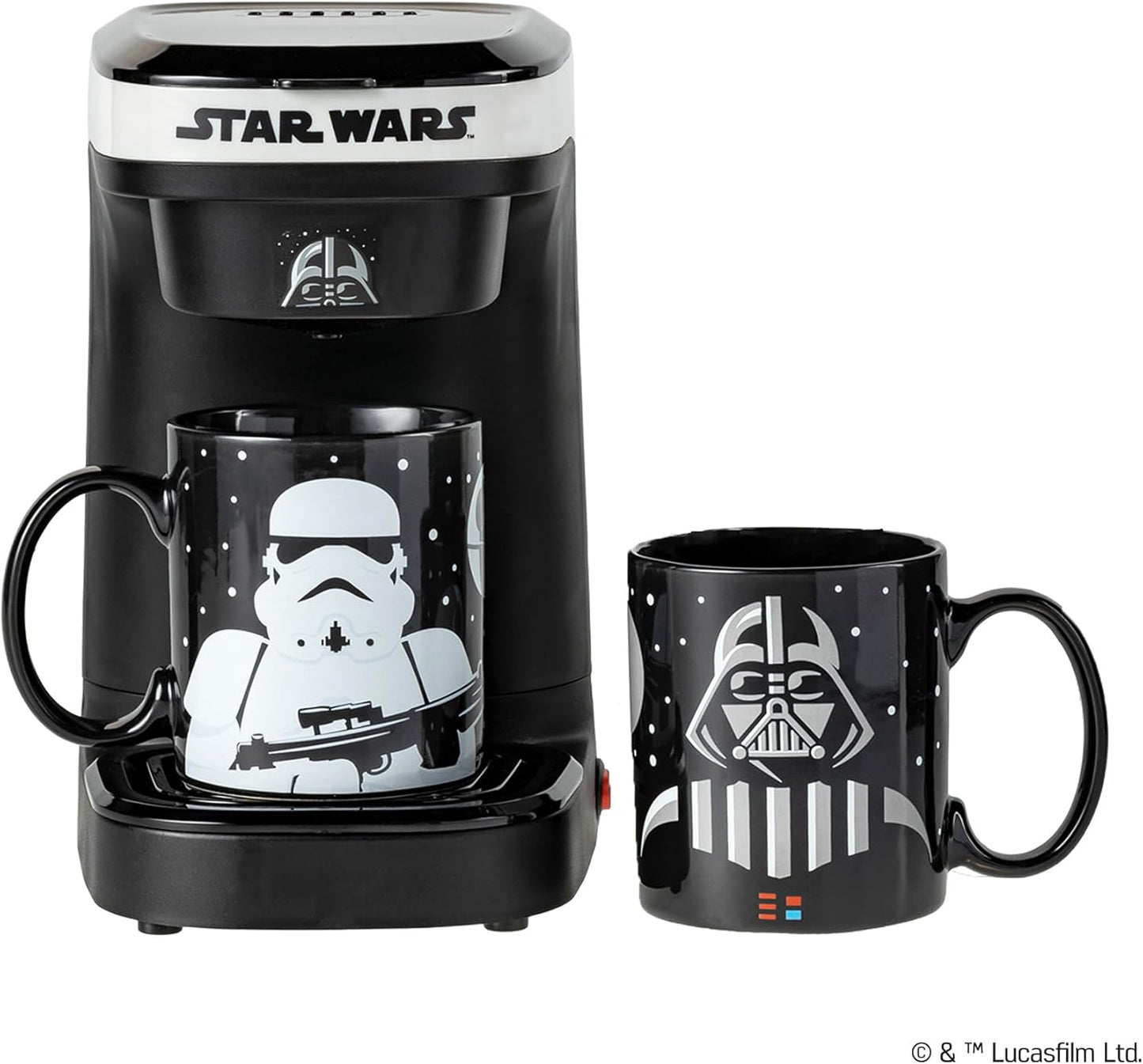 Star Wars Darth Vader & Stormtrooper Coffee Maker Set – Single Cup Coffee Maker with Mugs – Perfect for Mornings, Movie Nights & Fan Kitchens