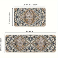2pcs/set Sm:)e Flowers Bohemia Kitchen Mats, Daily Boho Home Decor Low-Profile Kitchen Rugs For Floor - 17x29 Inches And 17x47 Inches