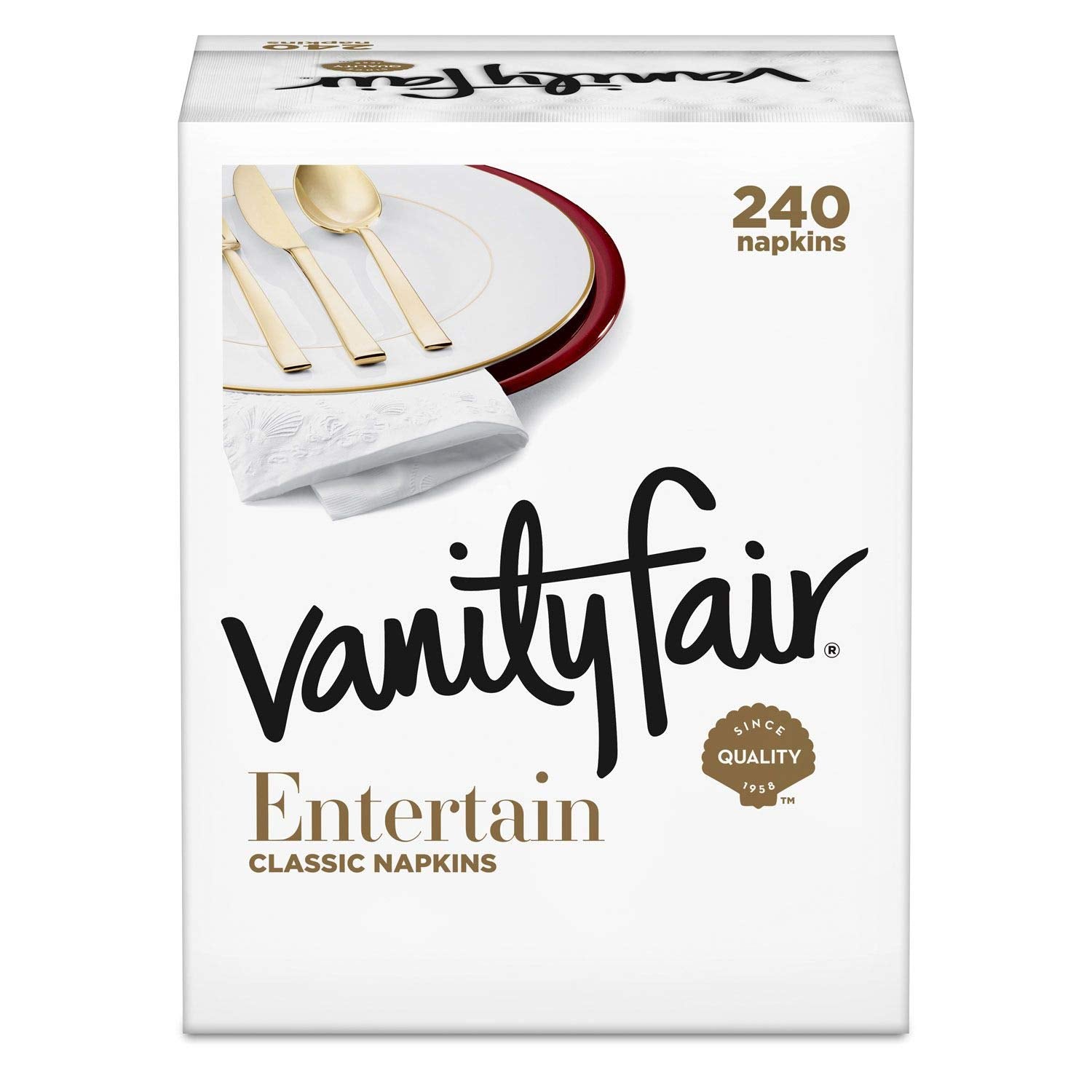 Vanity Fair 3-Ply Dinner Impressions Napkins, 240 Total Count (4 Pack of 60 pieces)