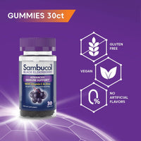 Sambucol Black Elderberry Gummies - Elderberry with Zinc and Vitamin C for Adults, Sambucus Elderberry Gummies, Immune Support Gummies - 30 Count