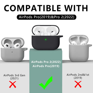 Ljusmicker AirPods Pro Case Cover with Cleaner Kit,Soft Silicone Protective Case for Apple AirPod Pro 2nd/1st Generation Case for Women Men,AirPods Pro 2/Pro Case Accessories with Keychain-Black
