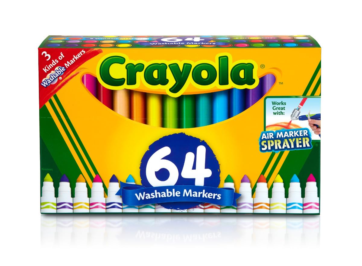 Crayola Washable Marker Set, 48 Broad Line Markers for Kids, 8 Gel Markers, 8 Window Markers, Gifts for Boys & Girls, Ages 3+