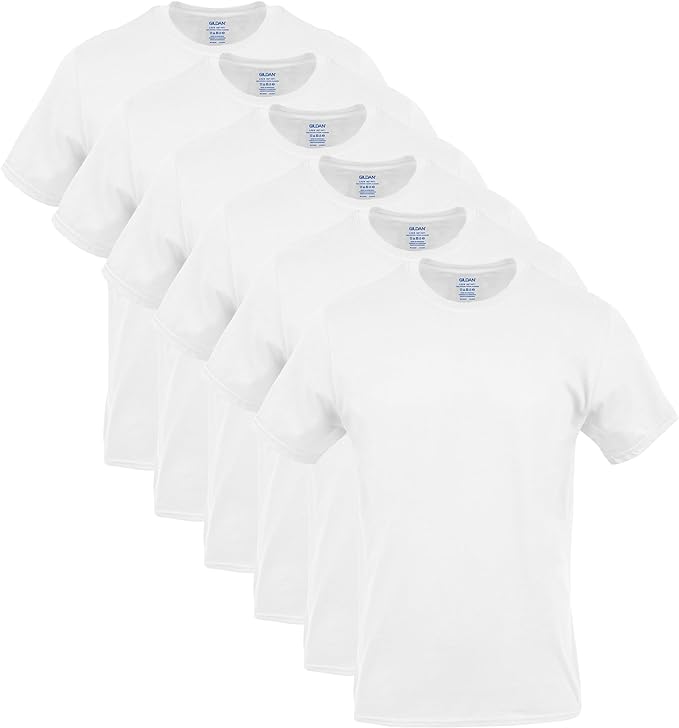 Gildan Men's Crew T-Shirts, Multipack, Style G1100 6 PACK WHITE