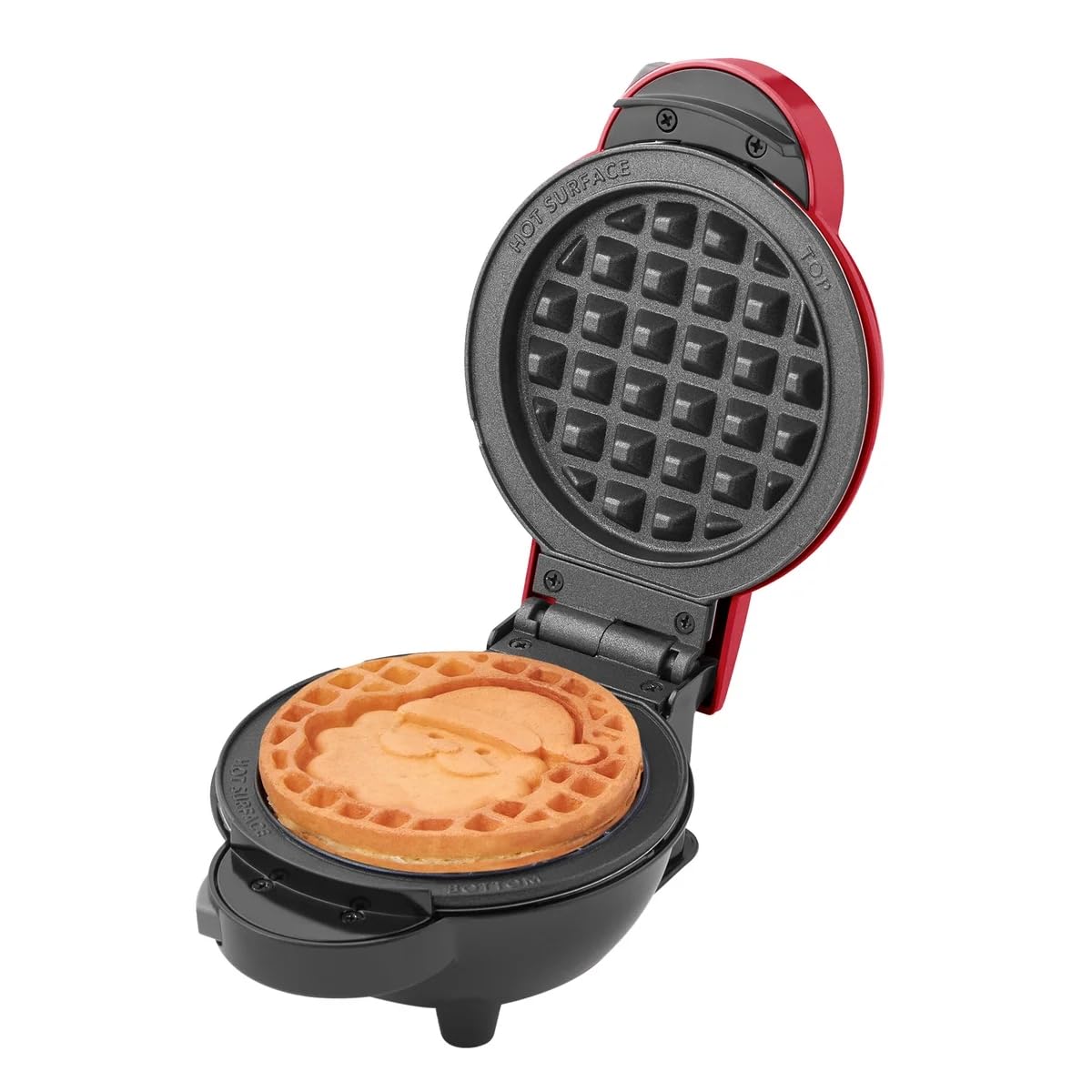 DASH Multimaker with 7 Removable Plates: Waffle Iron & Griddle + 3 Themed Plates - Santa Pumpkin Snowman - Mini Waffle for Halloween and Christmas Holidays - for Kids and Families (Red)