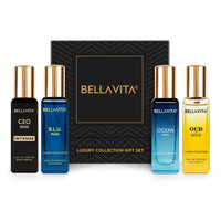 Bella Vita Luxury Luxury Collection Eau De Parfum (4x0.68 fl. oz.) | Father's day gifts | 4 in a box - Perfume Set for men | OUD GOLD, OCEAN, B.L.U & CEO Intense | Perfect for gifting