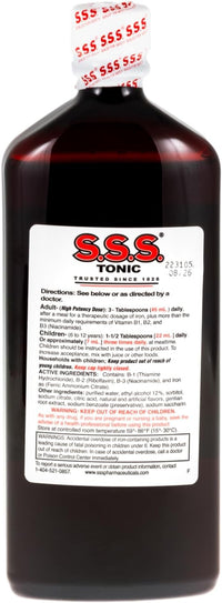 S.S.S. Tonic – High Potency Iron Supplement with B1, B2, B3 Vitamins – 20 fl oz Liquid Formula