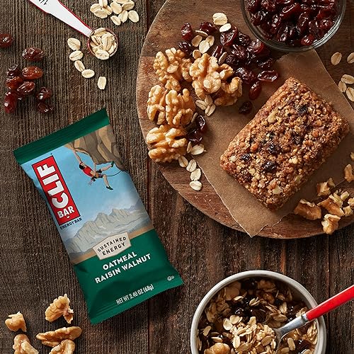 CLIF BAR - Oatmeal Raisin Walnut - Made with Organic Oats - 10g Protein - Non-GMO - Plant Based - Energy Bars - 2.4 oz. (12 Pack)