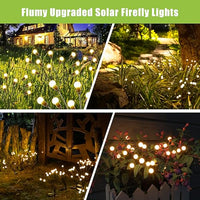 Flumy Solar Lights Outdoor Waterproof 2 Pack, Upgraded Outdoor Solar Lights for Yard Patio Garden Decor, Solar Lights for Outside Gardening Supplies, Firefly Garden Lights Solar Powered Outdoor