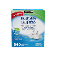 Kirkland Signature Premoistened Flushable Wipes, Fragrance Free, 640 Count