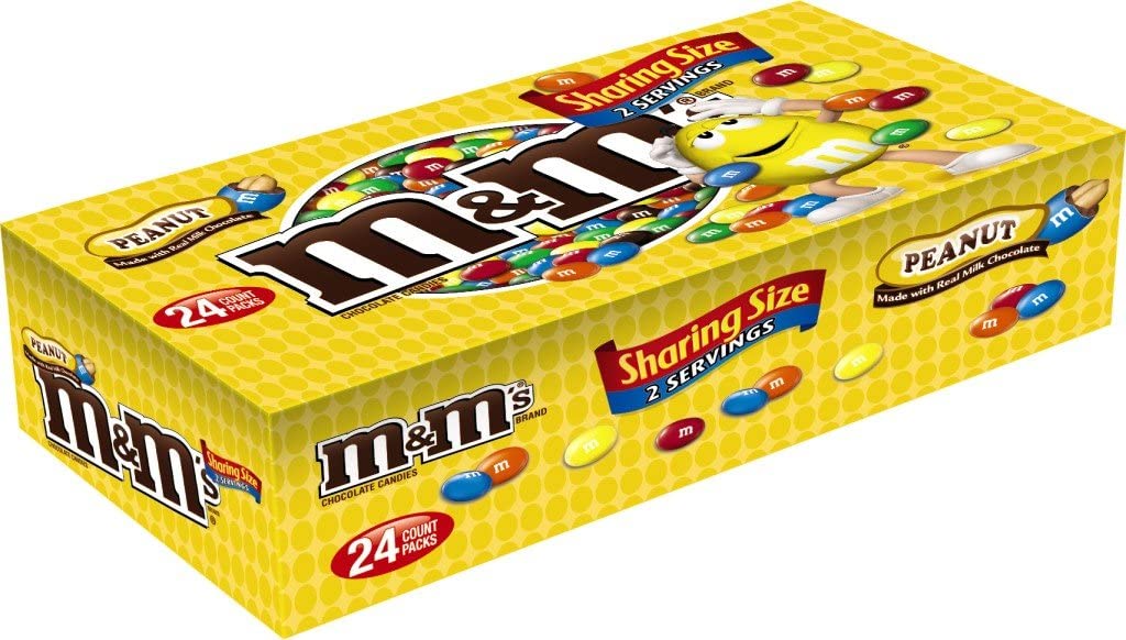 M&M'S Peanut Chocolate Candy Sharing Size Pouch 3.27 Ounce (Pack of 24)