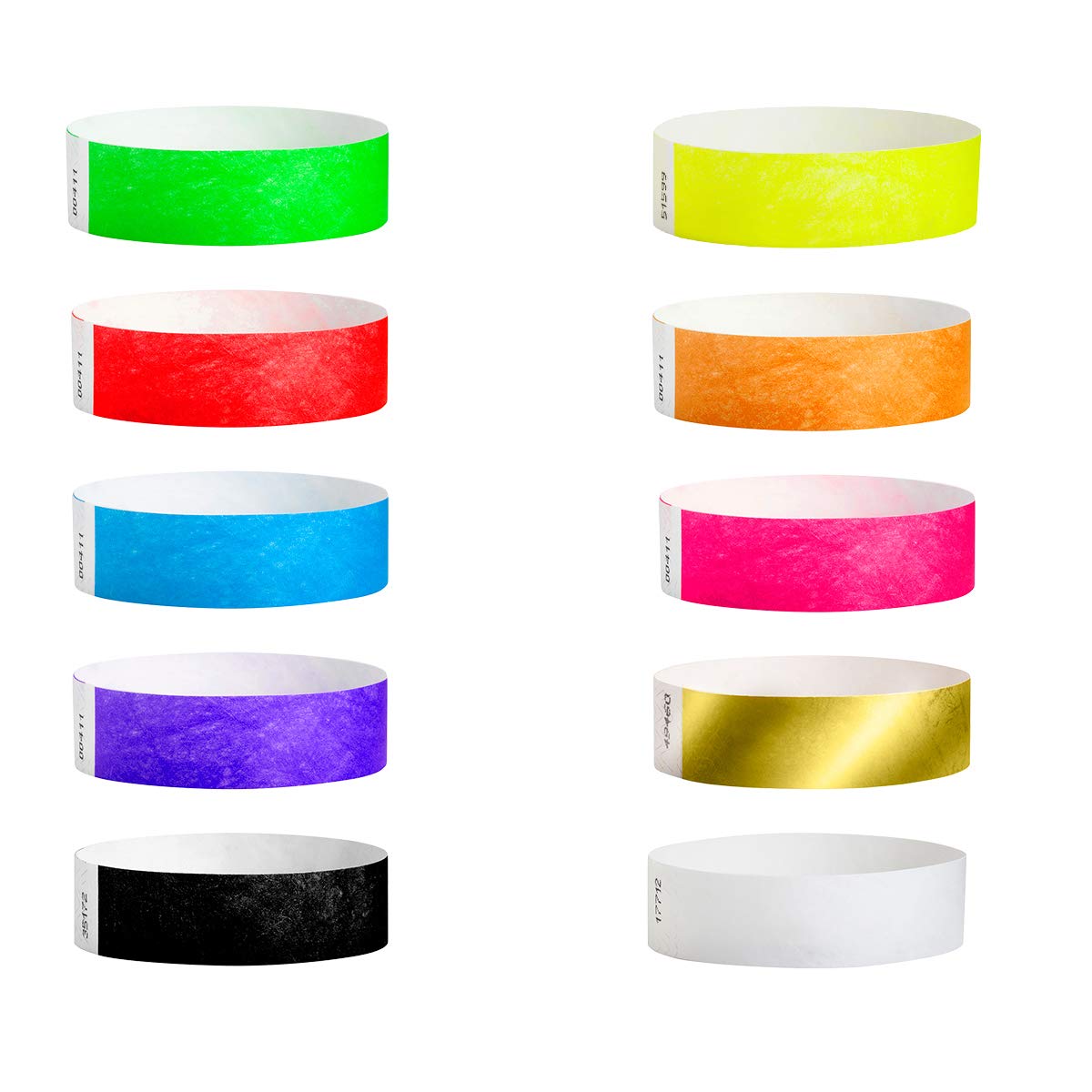 WristCo Tyvek Wristbands Color Variety Pack - 100 Count ¾” x 10”- Waterproof Recyclable Comfortable Tear Resistant Paper Bracelets Wrist Bands for Events Concert Festival Admission Party | 10 Colors