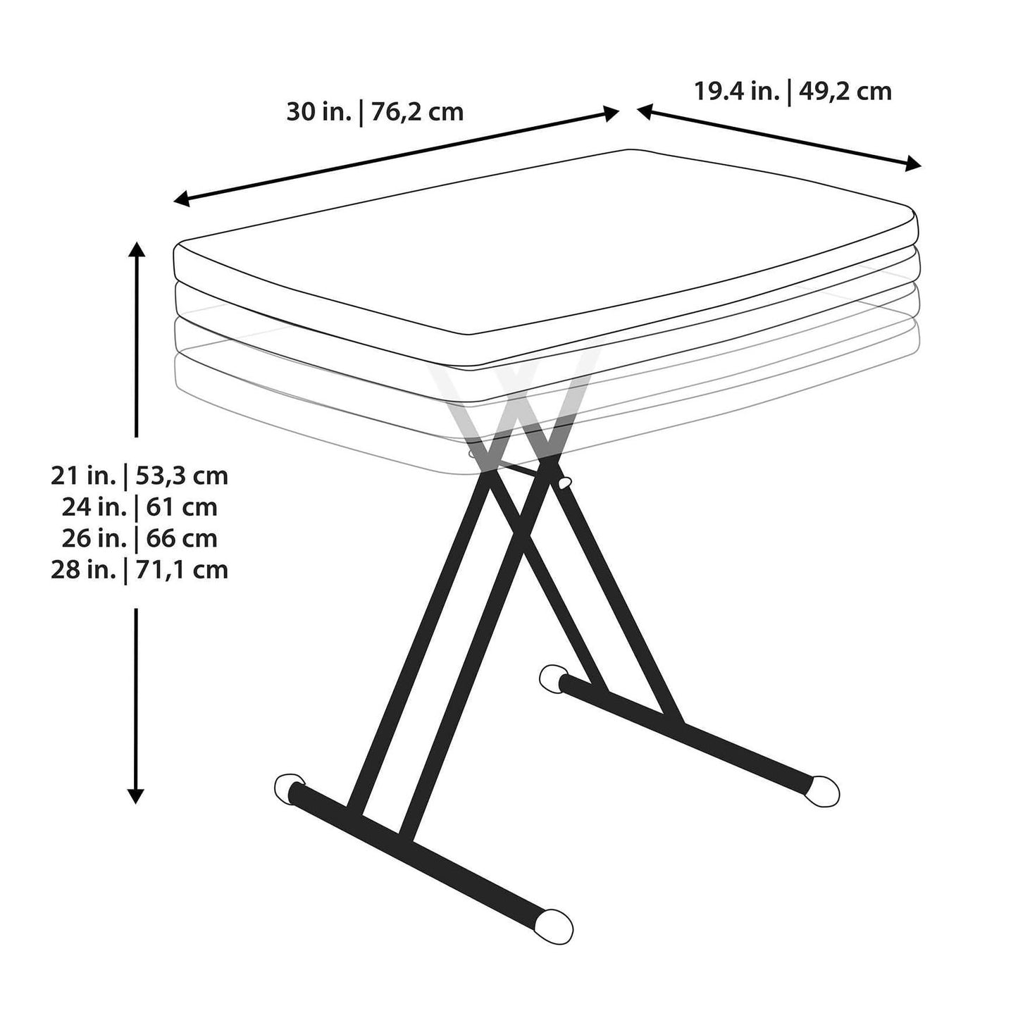 Lifetime 28240 Adjustable Folding Laptop Table TV Tray, 30 Inch Almond