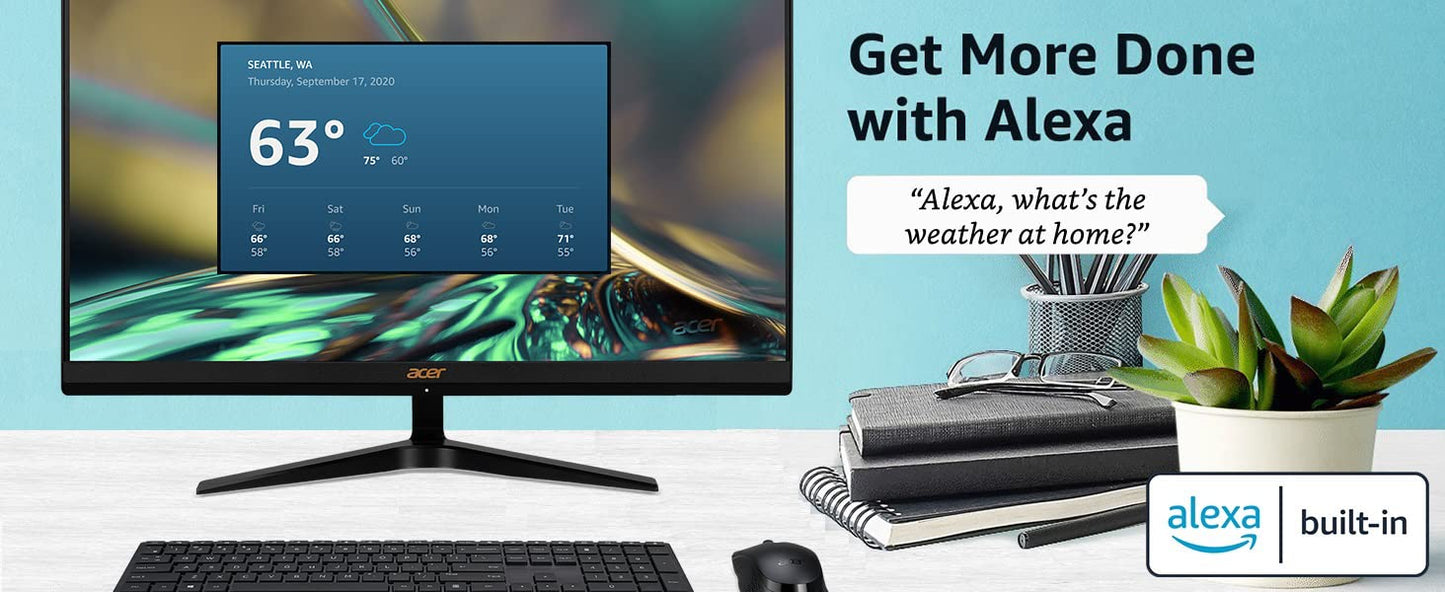 Acer Aspire C24-1700-UA91 AIO Desktop | 23.8" Full HD IPS Display | 12th Gen Intel Core i3-1215U | Intel UHD Graphics | 8GB DDR4 | 512GB NVMe M.2 SSD | Intel Wireless Wi-Fi 6 | Windows 11 Home,Black
