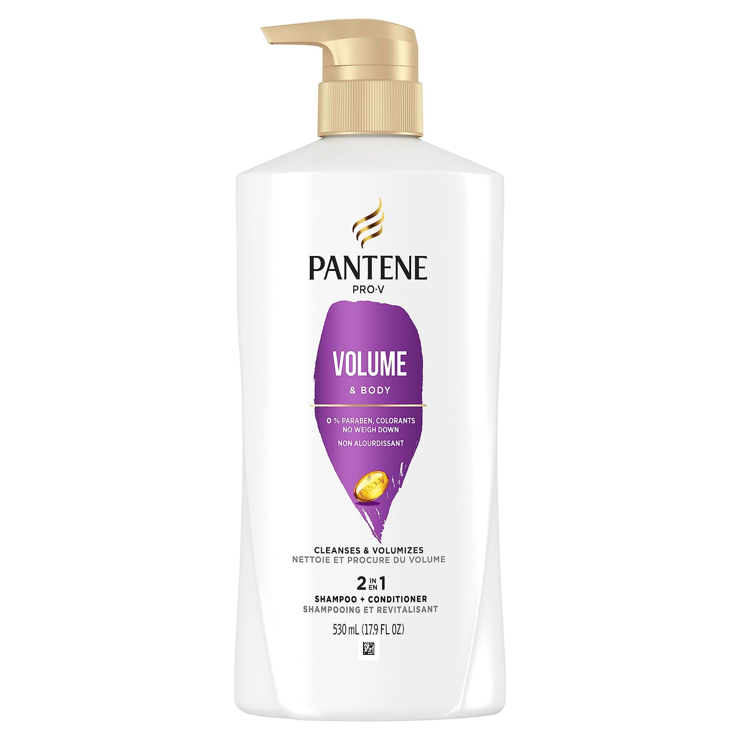 Pantene Pro-V Volume & Body 2 in 1 Shampoo & Conditioner,17.9 fl oz Pump Bottle