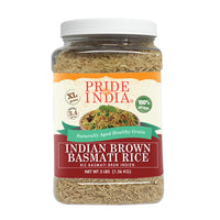 Pride Of India - Extra Long Brown Basmati Rice - Naturally Aged Healthy Grain, 1.5 Pound Jar