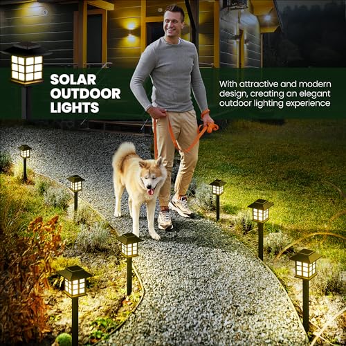 GIGALUMI Solar Outdoor Lights,12 Pack LED Solar Lights Outdoor Waterproof, Solar Walkway Lights Maintain 10 Hours of Lighting for Your Garden, Landscape, Path, Yard, Patio, Driveway