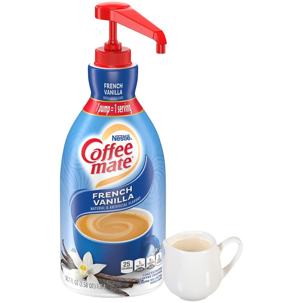 Nestle Coffee Mate Coffee Creamer, French Vanilla, Concentrated Liquid Pump Bottle, Non Dairy, No Refrigeration, 50.7 Ounces