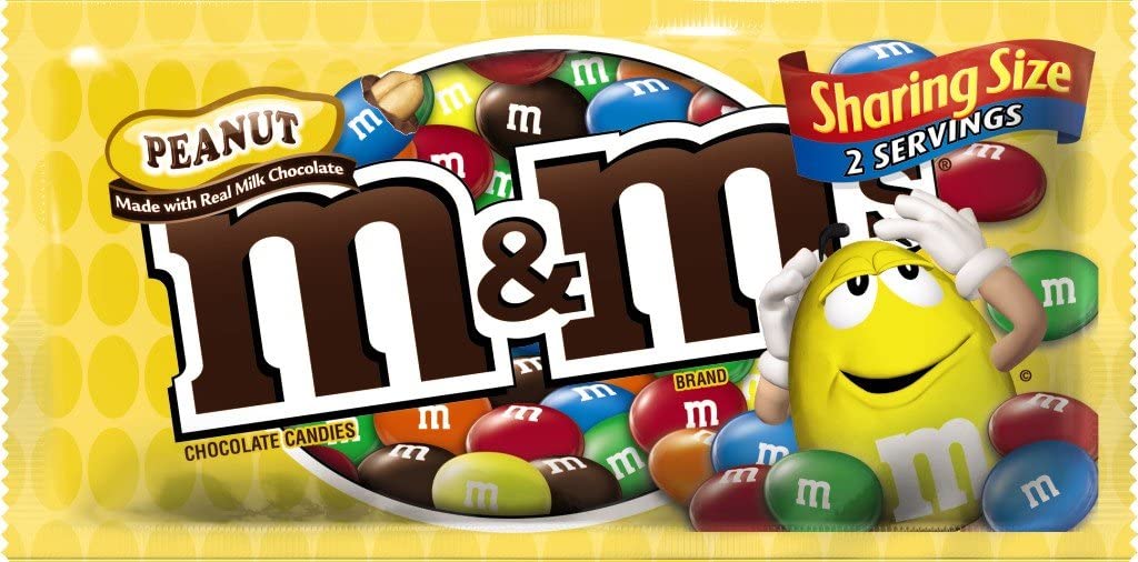 M&M'S Peanut Chocolate Candy Sharing Size Pouch 3.27 Ounce (Pack of 24)